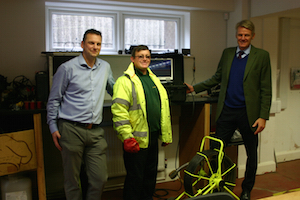 Rob McClumpha, David Phipson from County Drains with Counciller richard Blunt - CCTV Surveying equipment